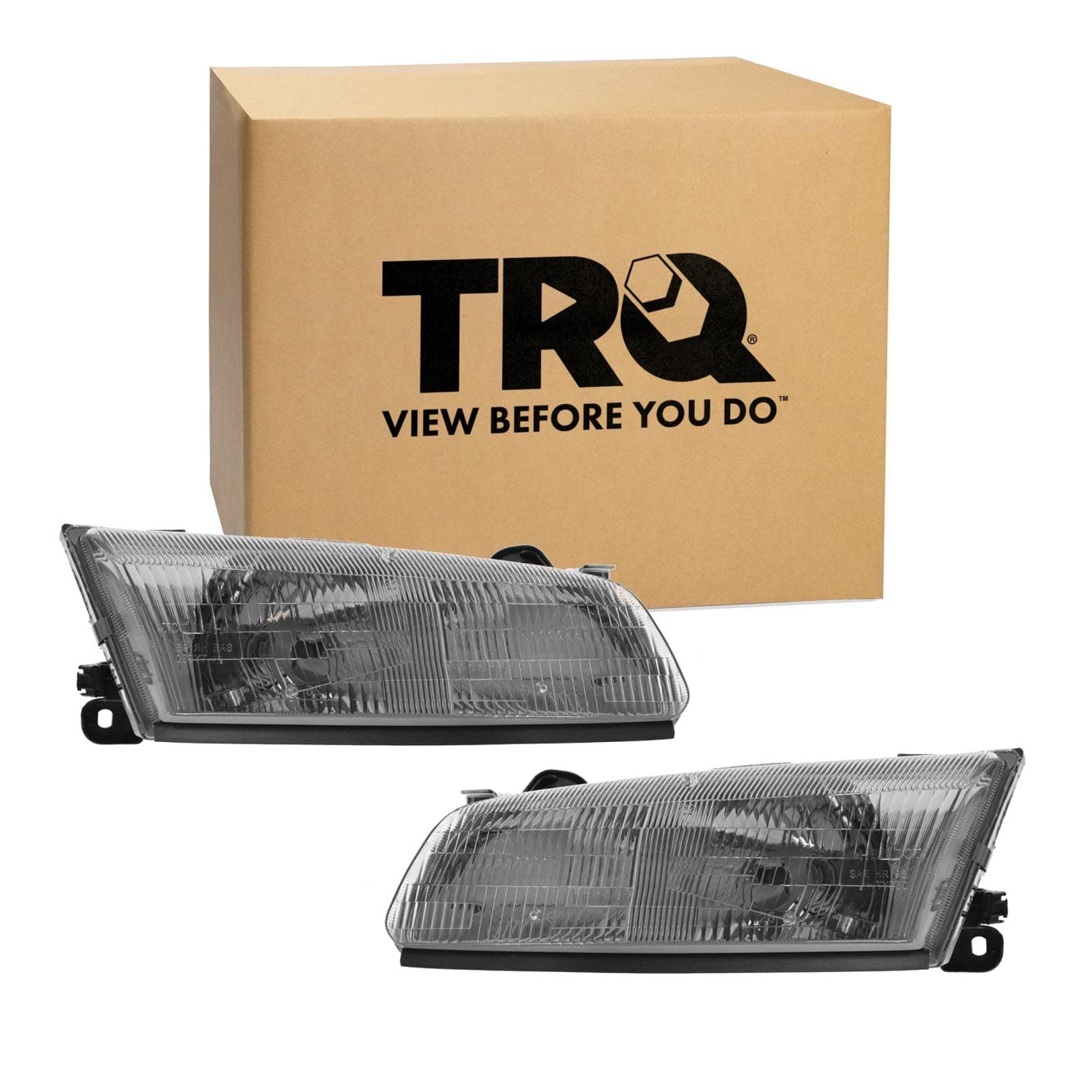 TRQ Driver & Passenger Side Headlight Assembly Set Headlights Driver & Passenger Side Compatible with 1997-1999 Toyota Camry TO2502117 TO2503117