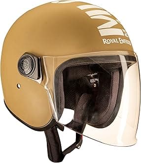 Royal Enfield Open Face MLG Helmet with Clear Visor Matt Desert Storm, Size: L(59-60cm)