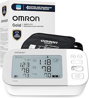 OMRON Gold Blood Pressure Monitor, Premium Upper Arm Cuff, Digital Bluetooth Blood Pressure Machine, Stores Up to 120 Readings for Two Users (60 Readings Each)