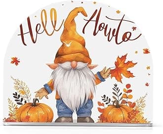 Napkin Holder, Clear Acrylic Paper Napkin Holders Autumn Maple Leaves Pumpkin Dwarf Tissue Box Dispenser Stand Tabletop Space Saver Upright Napkin Towel Holders for Kitchen Restaurant Home Decor