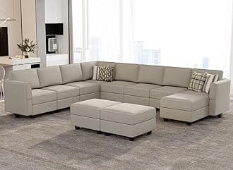 Belffin Modular Sectional Sofa with Storage Seat Oversized U Shaped Couch Velvet Modular Sofa Set with Ottoman Velvet Grey…