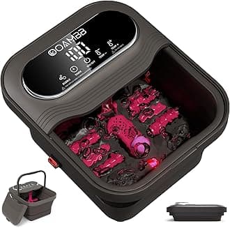 Collapsible Foot Spa with Heat, Bubble and Temp Control, Foot Bath Massager with XL Touch Screen and Massage Rollers, Foot Soaking Tub, Pedicure Foot spa for Stress Relief (Grey)