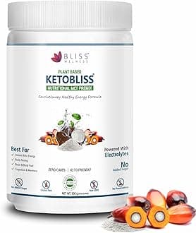 Bliss Welness Keto MCT Oil Powder | Medium Chain Triglycerides C8 C10 & Electrolytes | Zero Carb Instant Clean Energy Ketosis Weight Management Keto Friendly Vegetarian Supplement - Unflavored - 500 Grams