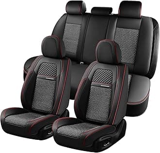 Car Seat Covers Full Set, Nappa Leather Black Seat Covers for Cars, Waterproof Car Seat Protector, Front and Back Seats Universal Fit for Most Vehicles