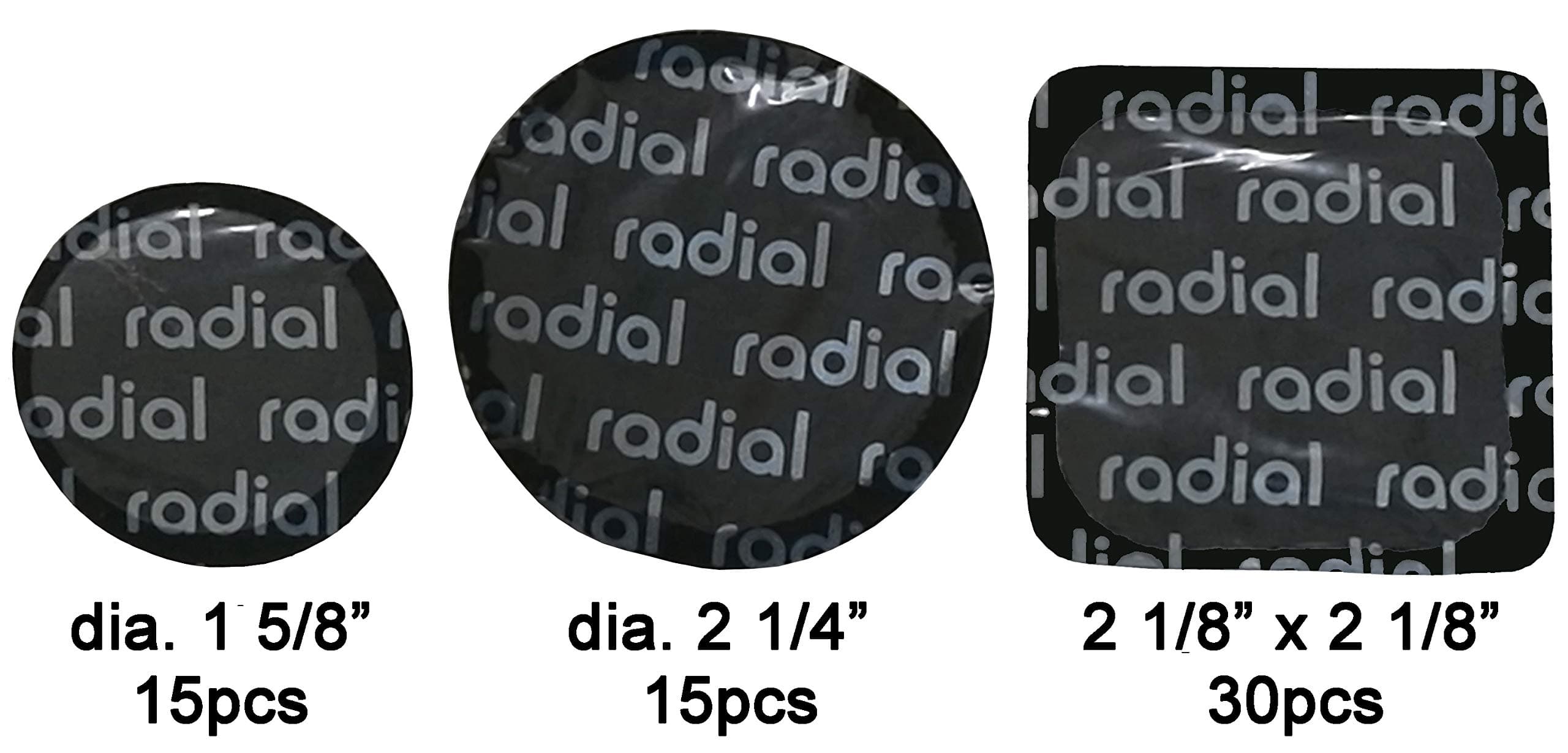 HARZOLE UP-303G60 60pc tire Repair Patch Small Medium and Square Patch 30PC 2-1/8" 54 * 54mm Square Patch, 15PC 1-5/8"￠41mm,15PC 2-1/4" ￠57mm