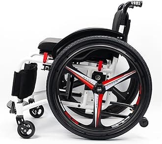 Sports Wheelchair for Adults, Ultra-Light Transport, Aluminum, Folding Portable with Hand Brake, Self-Propelled Manual Chair with Anti-Tipper (Seat Width 42cm/16.5in, Max Weight 100kg/220lbs)