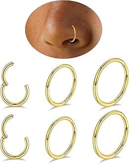 Nose Piercings Studs Hoop Nose Rings for Women Gold Plated