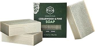 Crate 61, Handmade Vegan Natural Bar Soap Cold Pressed For Face And Body, With Premium Essential Oils, For Men And Women 3 Pack (Cedarwood Pine)