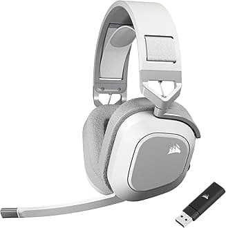 Corsair HS80 MAX WIRELESS Multiplatform Gaming Headset with Bluetooth – Dolby Atmos – Broadcast Quality Microphone – iCUE Compatible – PC, Mac, PS5, PS4, Mobile – White