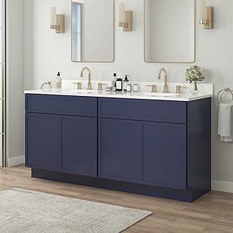 Vanity Art 66 Inch Bathroom Vanity Base Cabinet Double Sink Top (Without Sink), Soft Closing Door, Storage Unassembled Cabinet, Blue, 2ea 33 Inch Cabinet Combo