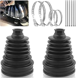 2PCS 19-24 mm Shaft CV Boot Repair Kit,Silicone CV Axle Boot Repair Kit Includes 4 Stainless Steel CVs Boots Clamp & 6 Cable Ties,One-piece Design Tie Rod Boots for Select Vehicle