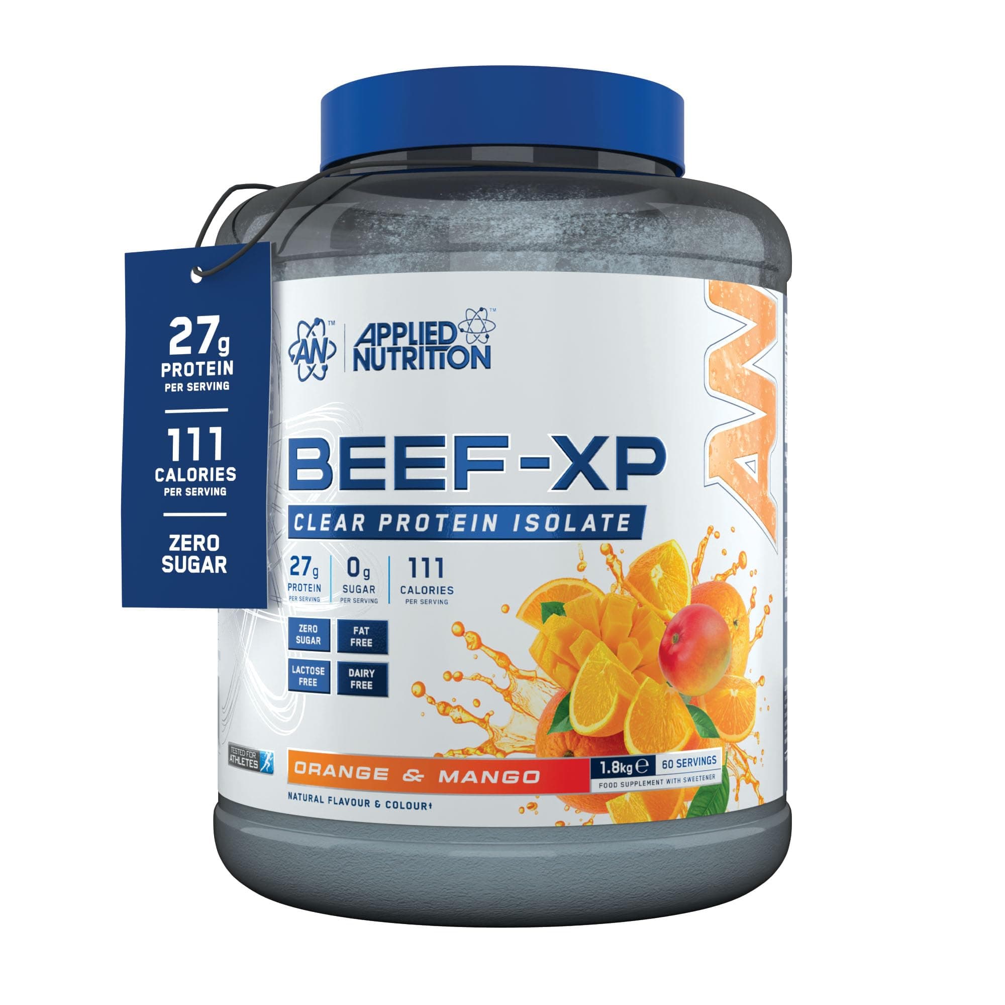Applied Nutrition Beef XP - Clear Hydrolysed Protein Isolate, Fruit Juice Style, Dairy Free, Lactose Free, Zero Sugar, Low Fat (1.8 kg, Orange & Mango)