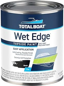 Wet Edge Topside Marine Paint Premium Polyurethane Coating for Boats, RVs, Exterior Trim, Fiberglass, Metal, and Wood (Flat Black, Quart)