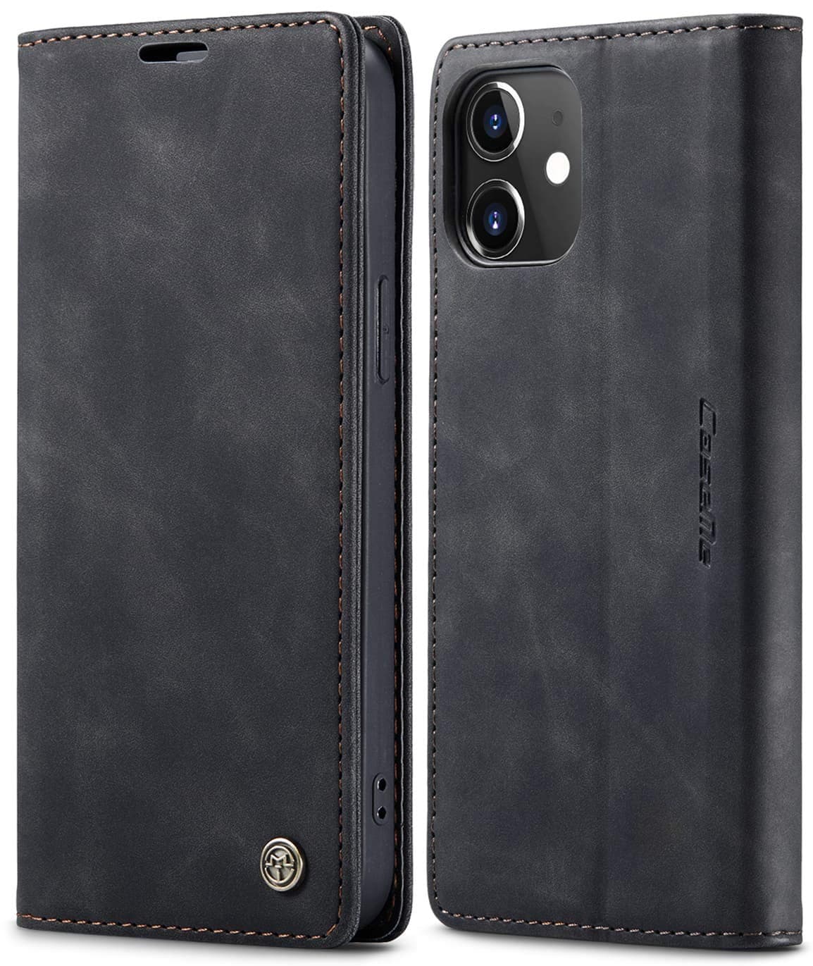 SINIANL Leather Wallet Case for iPhone 12/12 Pro - Folding Flip Case with Credit Card Holder and Magnetic Closure