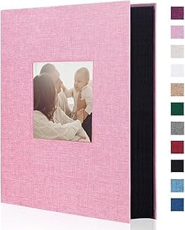 Artmag Fabric Photo Album 4x6 300 Large Capacity for Family Wedding Anniversary Linen Album Holds 300 Horizontal Photos (300 Pockets, Pink)