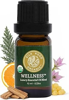 Silk Road Organic Wellness Essential Oil Vitality Blend - 100% Pure USDA Certified Frankincense, Cypress, Cedarwood, Clary Sage, Orange - Thrive Naturally, 10 ml Dropper
