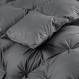 Luxurious Heavyweight Goose Down Feather Fiber Comforter Duvet Insert, Exquisite Gray Pinch Pleat Design, Oversize Palatial King 120 x 98, Premium Baffle Box 100% Egyptian Cotton, 95 oz Fill Weight