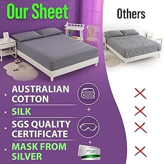 Earth Grounding Sheets Full Size with 12% Silver Fiber & 4% Silk & 84% Cotton - Beige - SGS Quality Certified Grounded Well Bed Sheet - Conductive Fitted Sheet for Better Sleep
