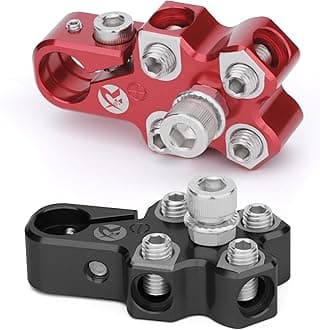 4-Way Lead Acid Battery Terminal Connector Clamps Battery Cable Ends for SAE/DIN/EN Tapered Top Post with 8AWG to 4/0 AWG, Positive & Negative Set, Battery Terminals with OEM Top Post Adapter