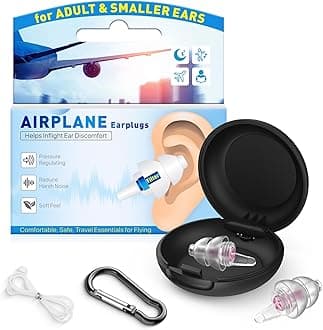 Ear Plugs for Airplane Pressure Relief & Prevent Ear Pain - Flying Travel Essentials - Comfortable Reusable Plane Earplugs for Adult/Kids 12+ with Small Ear-canals, 25dB Noise Reduction, PK