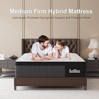 Duchessz Hybrid Mattress with Gel Memory Foam and Individually Pocket Innerspring Mattresses Medium Firm for Motion Isolation, Edge Support, 100 Night Trial (10 Inch- Black & White, King)