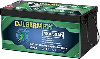 48V 50Ah Lithium Battery Golf Cart,48 Volt Lithium Battery for Golf Cart,2560W Power Built-in BMS, Up to 15000 Deep Cycles, Grade A Cells,Peak Current 200A, Fit Club Car, RV,Solar,Off-Grid