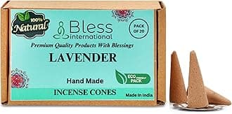 Lavender Incense-Cones Handmade-Hand-Dipped Organic-Chemicals-Free for Purification-Relaxation-Positivity-Yoga-Meditation The-Best-scents (20 Count)