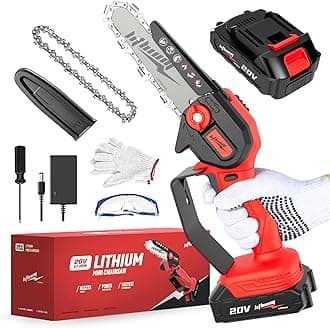 Cordless Mini Chainsaw, Max 20V 6 Inch Battery, Single Hand Portable Electric Chainsaw for Wood Cutting and Woodworking, Mini Cordless Chainsaw with 1 Dough