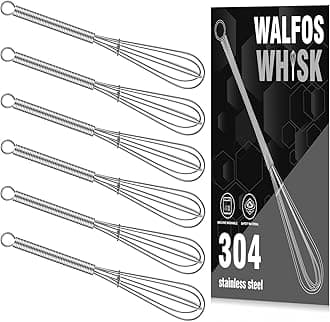 Walfos Mini Whisks, Small Whisk Bulk 304 Stainless Steel 6 Pieces, 5 Inch Tiny Whisk For Whisking, Beating Eggs, Mixing Sauces, Blending Ingredients