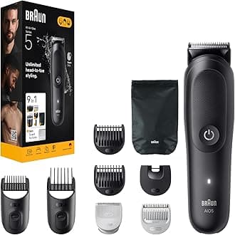 All-in-One Trimmer for Men from Gillette, 10-in-1, German Engineering,100-Min Runtime, Waterproof, Precision Trimming Comb, Professional Body Trimmer,MGK5445