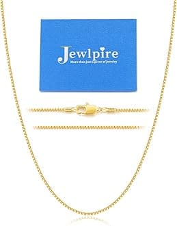 Jewlpire 22K Gold Plated 925 Sterling Silver Chain Necklace for Women, 1.3mm Box Chain Thin & Sturdy Women's Chains Necklaces 14 16 18 20 22 24 26 Inch
