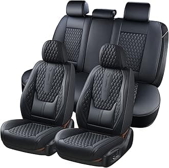 Car Seat Covers Full Set, Black Seat Covers for Car with Lumbar Support, Nappa Leather Seat Covers Waterproof Car Seat Protectors Universal Fit for Most Cars SUV Trucks