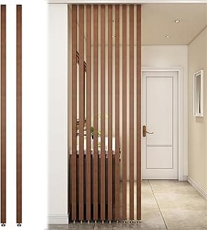 Wall Partition Room Divider Floor to Ceiling Wooden Slats - Screen Partition Post Living Room Simple Modern Entrance Restaurant Office Hollow Decor Column ( Color : Wood 2Pcs , Size : 170cm/67in/5.57f