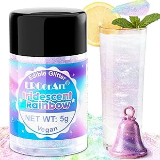 Edible Glitter - Luster Dust Edible for Cocktail Food Grade Drink Glitter for Cake Decorations, Easter Eggs, Baking, Macarons, Strawberries - 5g/Bottle (Iridescent)