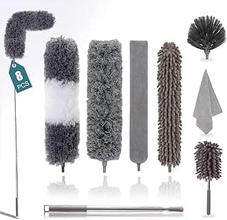 Microfiber Dusters for Cleaning 8 PCS, Ceiling Fan Dusters with 100" Extension Pole, Extendable Dusters for High Ceilings/Fans/Car, Cobweb Duster Kit by MAYKI