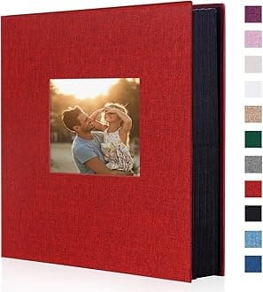 Artmag Photo Album 4x6 400 Large Capacity Linen Album Book Holds 400 Vertical Photos for Family Wedding Anniversary (400 Pockets, Red)