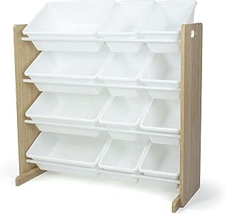 Humble Crew Toy Organiser, Alloy Steel, Natural Wood/White, 86.4 x 39.4 x 79....