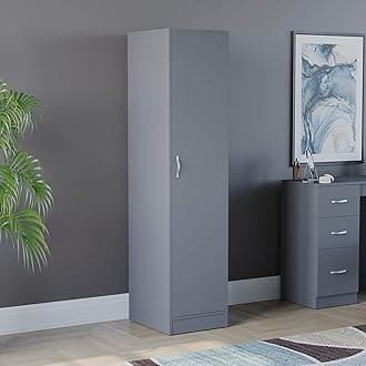 Vida Designs Riano Wardrobe, With Shelf & Hanging Rail Bedroom Storage Furniture (Grey, 1 Door)