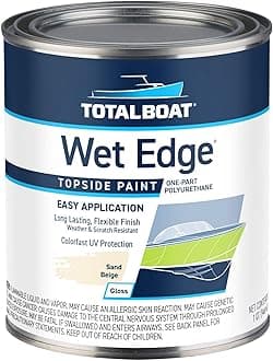 TotalBoat Wet Edge Topside Marine Paint Premium Polyurethane Coating for Boats, RVs, Exterior Trim, Fiberglass, Metal, and Wood (Sand Beige, Quart)