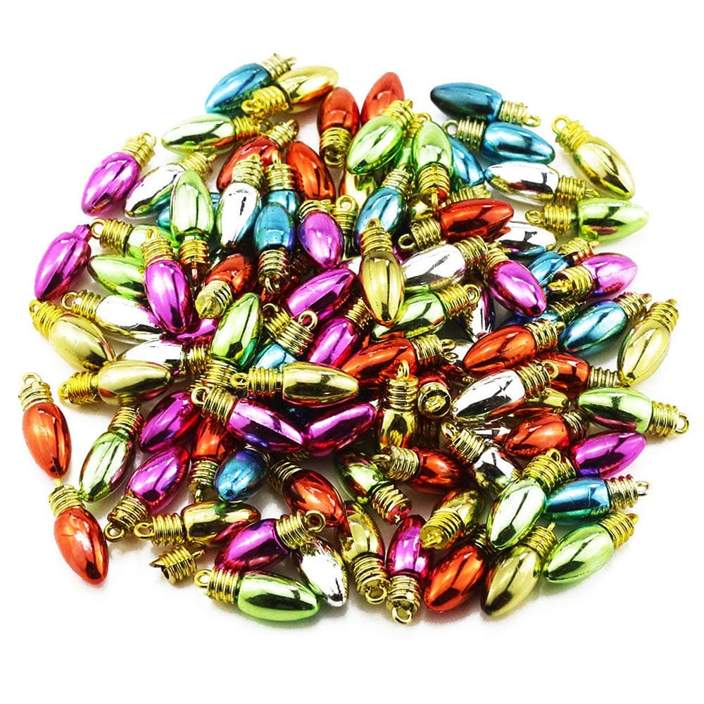 Etmact 100pcs Assorted Colors Mini Plastic Light bulb Beads Christmas Decoration for DIY Craft mini decorations,plastic light bulbs,mini christmas bulbs,craft beads,mini light bulbs