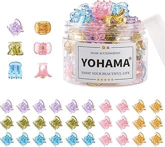 YOHAMA36 Pcs Hair Clips Glitter Mini Claw Clamp Colorful Great for Design Children Women Girls Hairstyles Decroation Buns Pining Bangs Strong Grip Multifunction Little Clips.