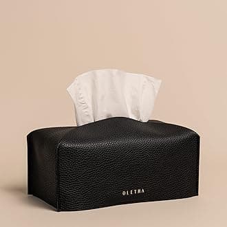 OLETHA Aesthetic Rectangle Tissue Box Cover, Medium Flat Box Tissues Holder Rectangular, Black