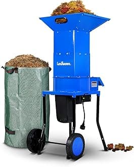 Landworks Electric Leaf Mulcher & Shredder - 15-AMP, 1800W, Steel Construction, 11" Blades, 0.5" Cutting Capacity, 120V AC for Dry Leaves, Grass, & Yard Clippings