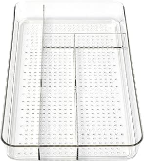 Dial Industries Small Cutlery, Utensil, Silverware Kitchen Drawer Organizer Tray, Clear