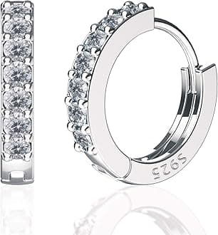 SWEETV 925 Sterling Silver Huggie Hoop Earrings for Women Girls-Tiny Small Cartilage Hoop Earring