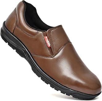 STONIX® Ninja Genuine Leather Safety Shoes Men's| Steel Toe with Slip-Resistant Outsole| Lightweight & Durable| Waterproof Construction and Industrial Work, (SIZE-08, Brown Color)