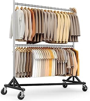 HOKEEPER Z Rack for Clothing Heavy Duty Clothes Rack Hold 550 LBS Commercial Garment Rack with Wheels Rolling Portable Z Base for Bedroom, Living Room, Laundry, Balcony 22.8" D x 62.6" W x 87.8" H