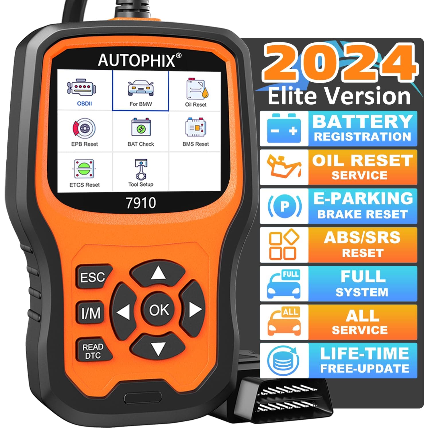 AUTOPHIX BMW Diagnostic Scanner Tool ,Enhanced BMW 7910 Multi-System OBD2 Scanner Auto Fault Code Reader with Battery Registration for All BMW After 1996