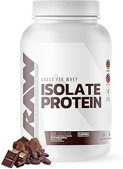 Whey Isolate Protein Powder, Dark Chocolate - 100% Grass-Fed Sports Nutrition Protein Powder for Muscle Growth & Recovery - Low-Fat, Low Carb, Naturally Flavored & Sweetened - 25 Servings