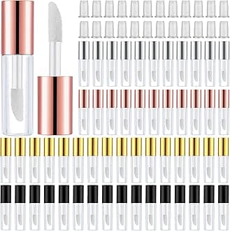 Patelai 100 Pieces 1.2 ml Clear Mini Lip Gloss Tube Refillable Empty Lip Balm Gloss Containers for Women Girls DIY Makeup, Gold, Rose Gold, Black, Silver